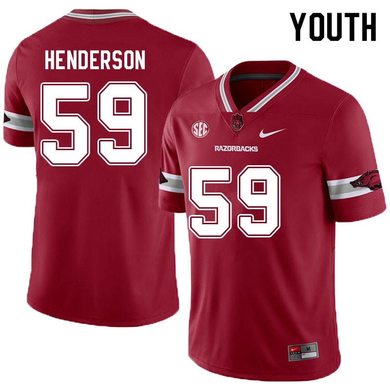 Youth #59 Eli Henderson Arkansas Razorbacks College Football Jerseys Sale-Alternate Cardinal